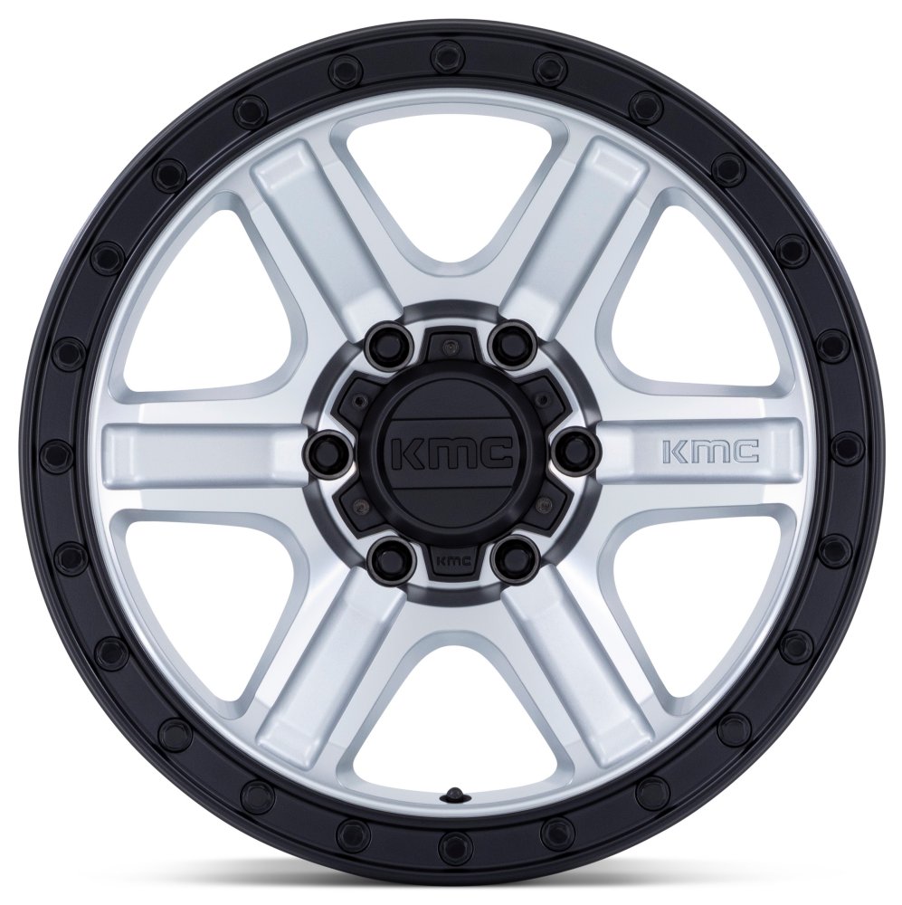 (Clearance - No Returns) 17x8.5 KM551 Outrun Machined w/ Gloss Black Lip 6x5.5/139.7 -10mm