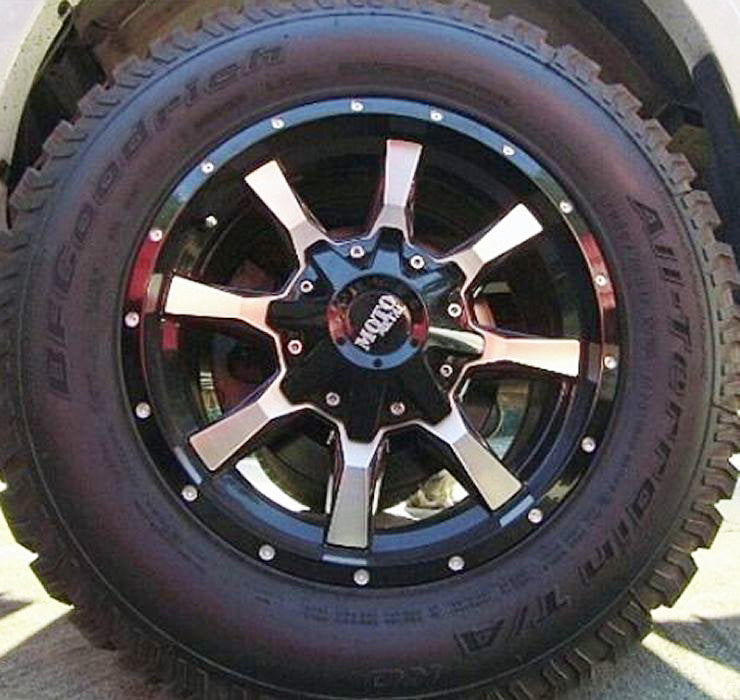(Clearance - No Returns) 17x9 Moto Metal MO970 Gloss Black Machined 5x5/127 5x5.5/139.7 -12mm