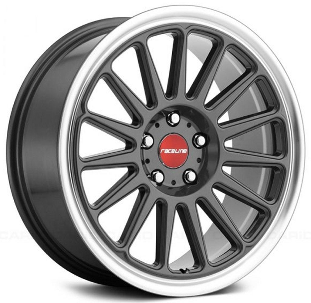 (Clearance - No Returns) 17x8 Raceline 315G Grip Gunmetal w/ Machined Lip 4x4.5/114.3 40mm