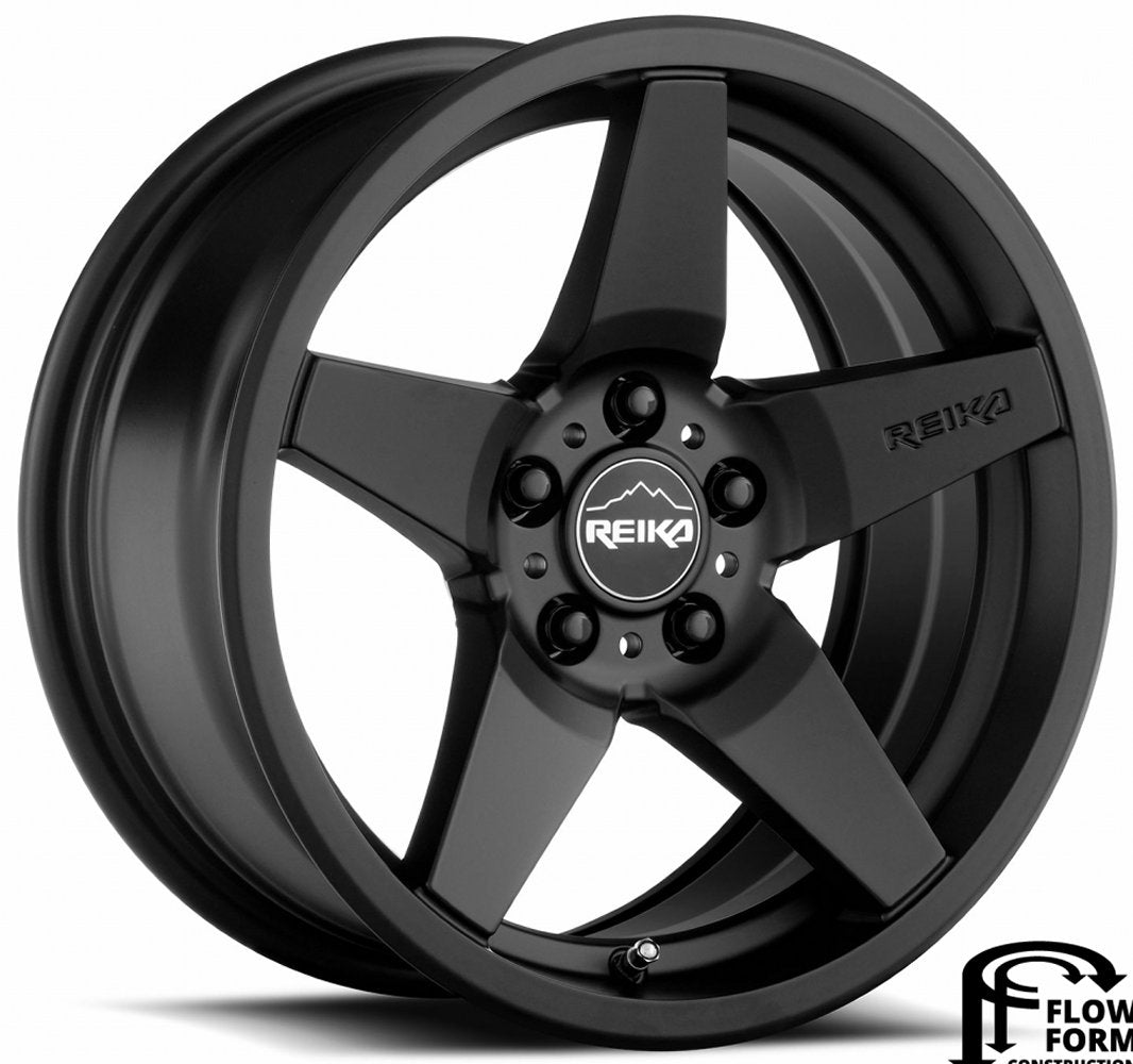 (Clearance - No Returns) 15x7 Reika R15 Seeker Satin Black (Flow Formed) 5x100 15mm