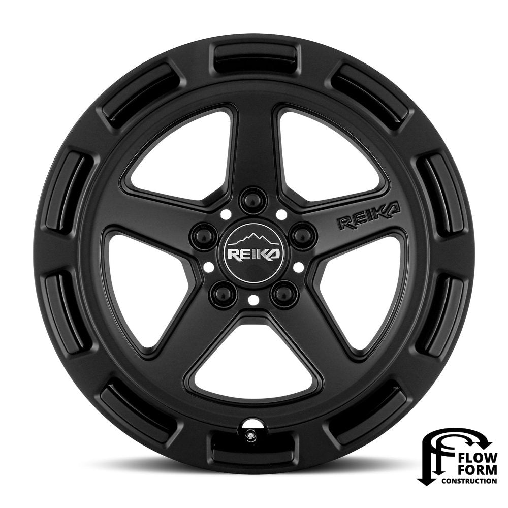 (Clearance - No Returns) 17x7 Reika R20 Teton Satin Black 5x100 15mm