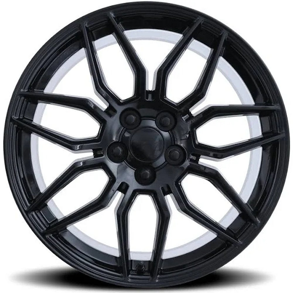 19x8.5 Corvette C8 ZO6 Replica Wheels Gloss Black FR401F (Flow Form) 5x120 38mm