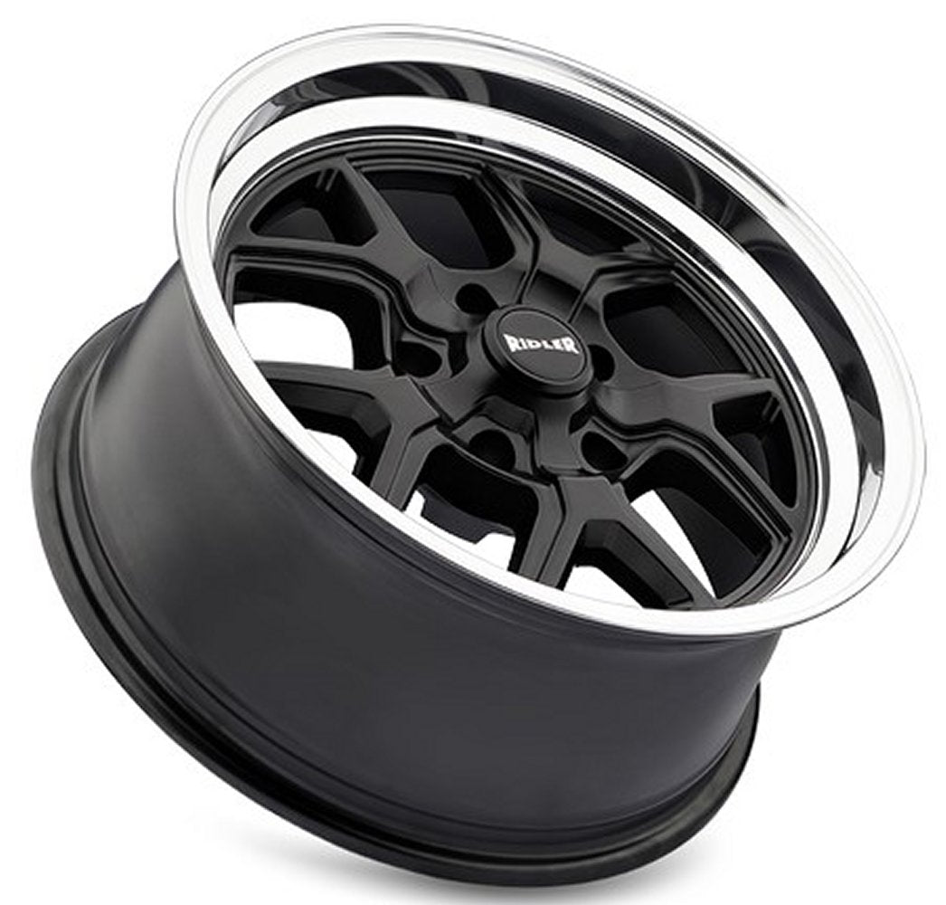 (Clearance - No Returns) 17x7 Ridler 610 Matte Black w/ Polished Lip 5x5/127 0mm