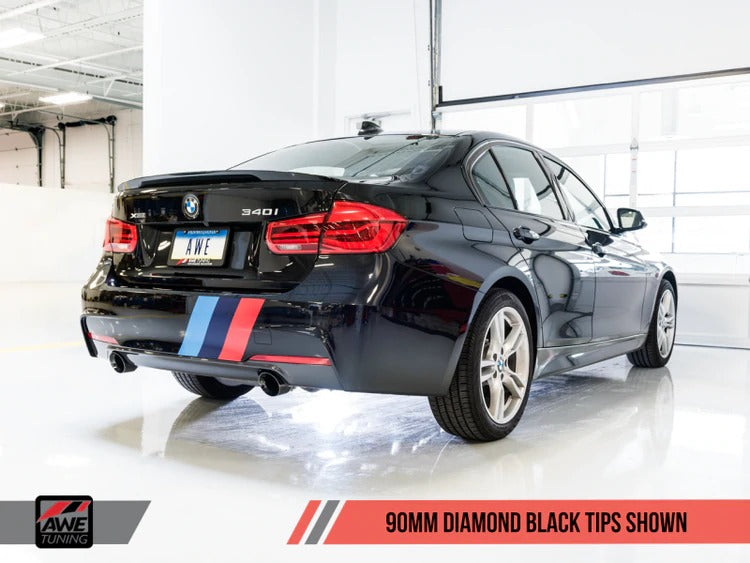 AWE Tuning 16-20 BMW F3X 340i Touring Edition Axle-Back Exhaust - Diamond Black Tips (90mm) 3010-33040