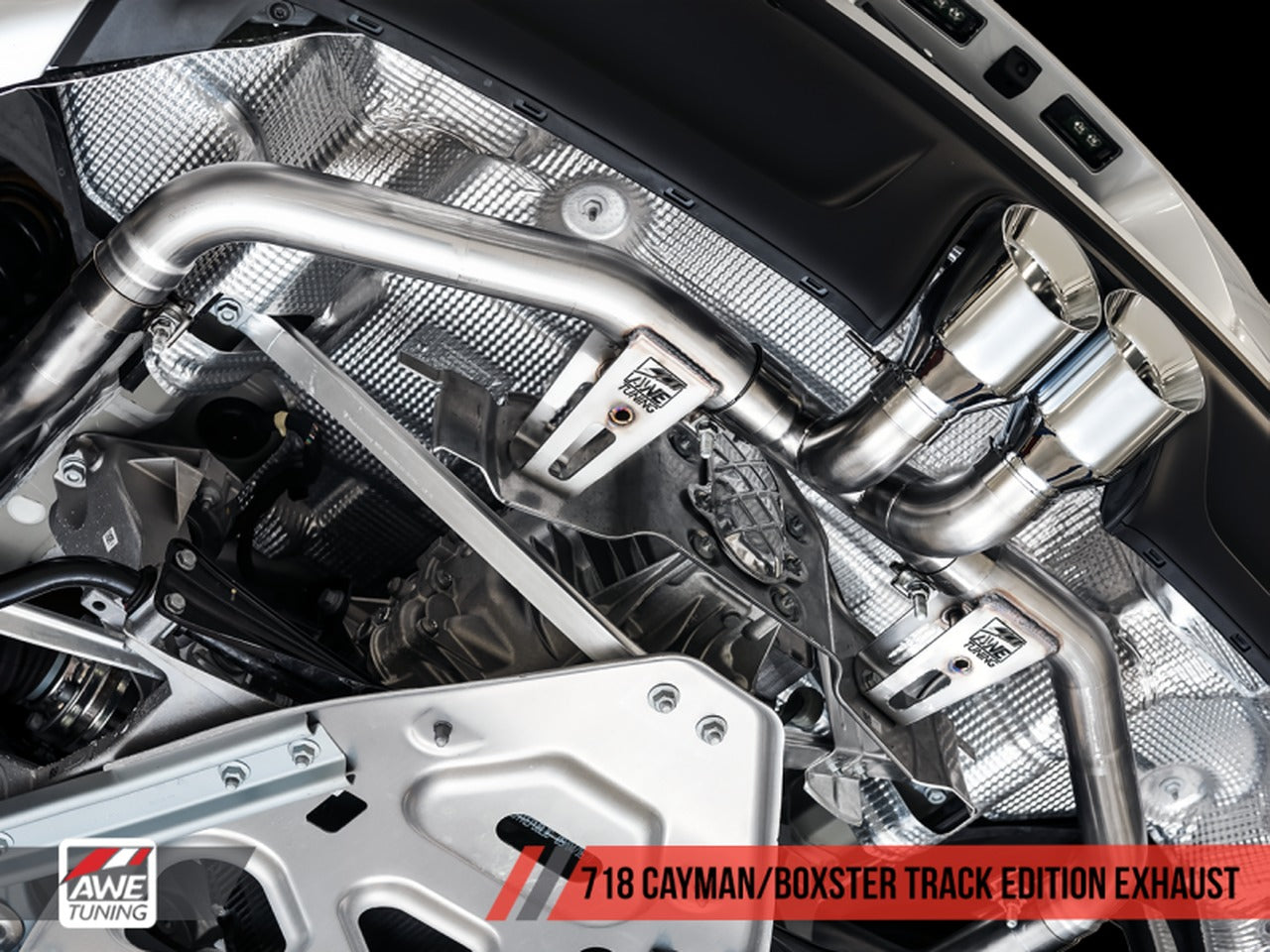 AWE Tuning 17-21 Porsche 718 Boxster / Cayman Track Edition Exhaust - Diamond Black Tips 3010-33048