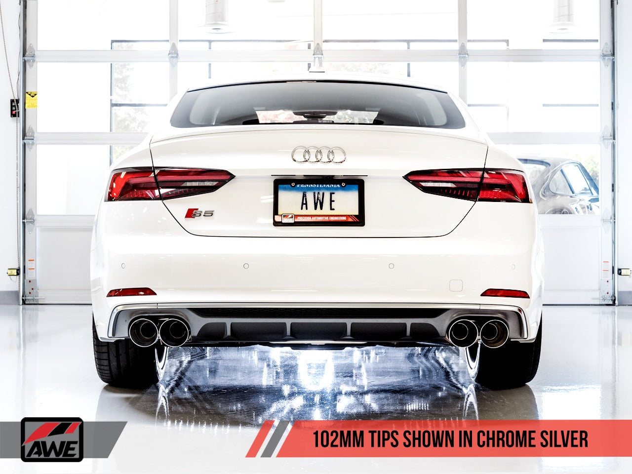 AWE Tuning 18-22 Audi B9 S5 Sportback Touring Edition Exhaust - Non-Resonated (Silver 102mm Tips) 3020-42056