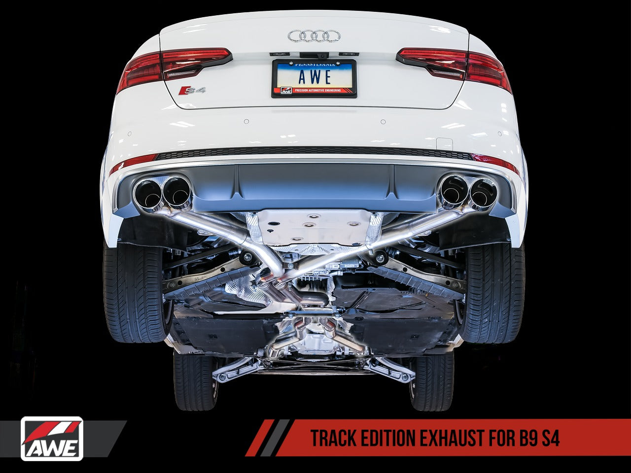 AWE Tuning 18-21 Audi B9 S4 Track Edition Exhaust - Non-Resonated (Silver 90mm Tips) 3010-42058