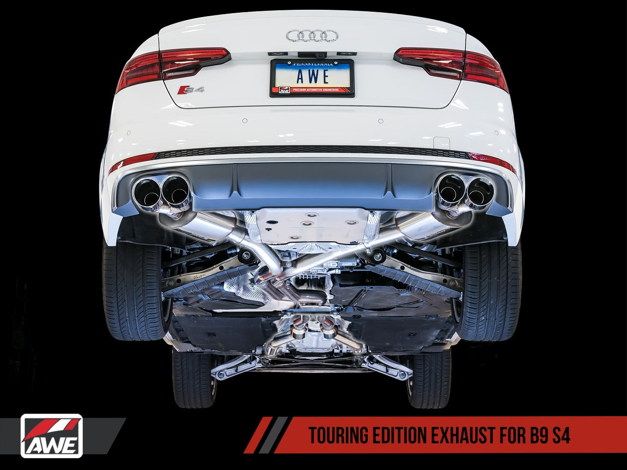AWE Tuning 18-21 Audi B9 S4 Touring Edition Exhaust - Non-Resonated (Black 102mm Tips) 3010-43050