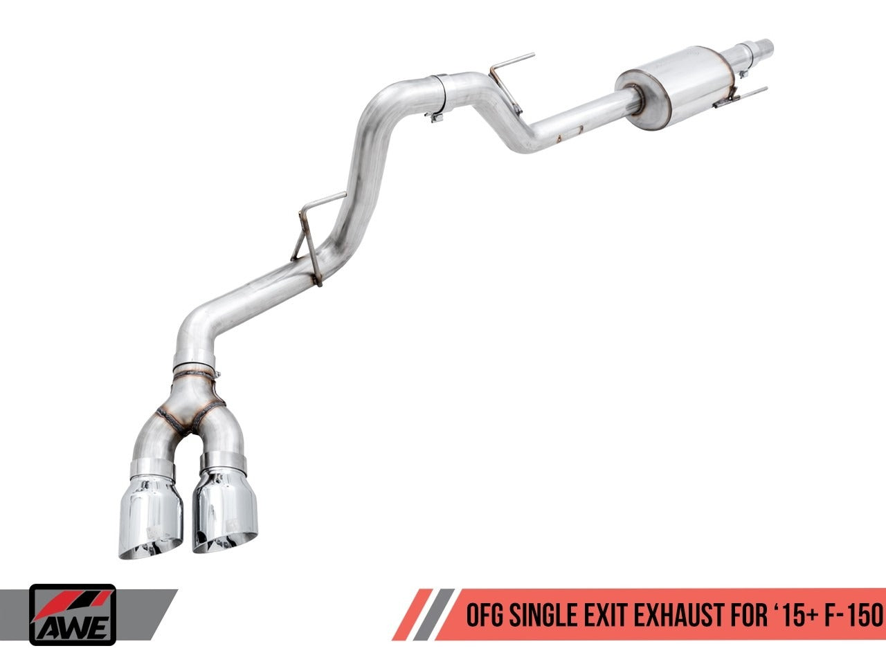 AWE Tuning 15-20 Ford F-150 0FG Single Exit Performance Exhaust System w/4.5in Diamond Black Tips 3015-23058