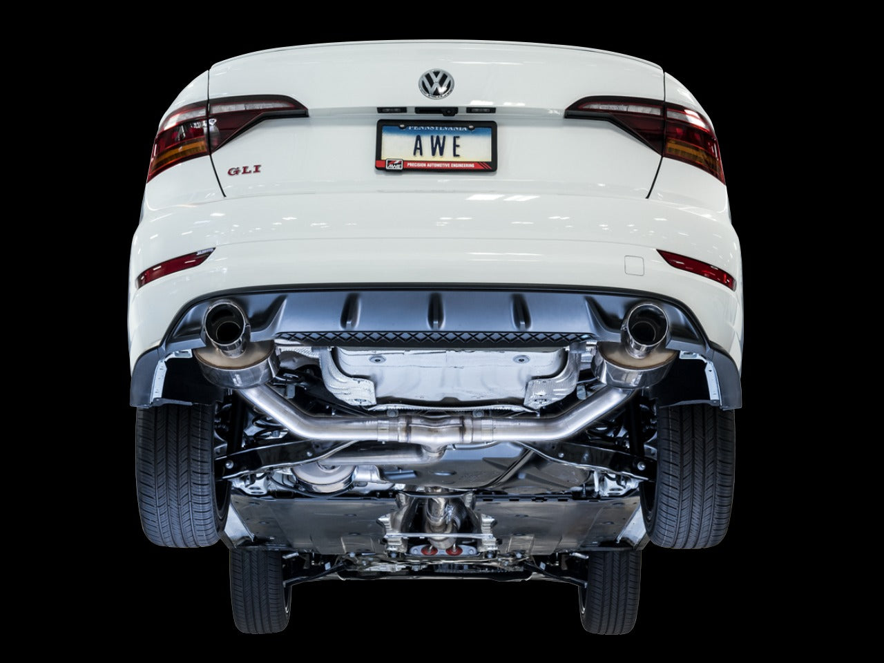 AWE Tuning 19-21 Volkswagen Jetta GLI Mk7 Touring Exhaust - Diamond Black Tips (Fits High-Flow DP) 3015-23062