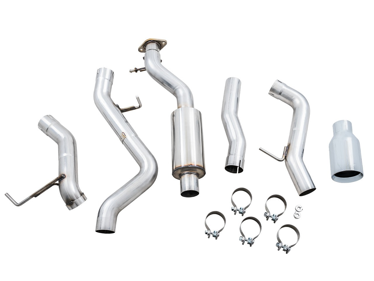 AWE Tuning 21-22 Ford Bronco 0FG Single Rear Exit Exhaust w/Chrome Silver Tip & Bash Guard 3015-22789