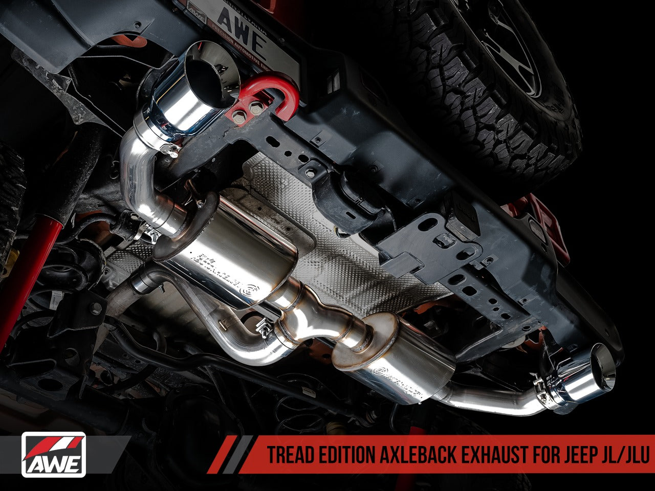 AWE Tuning 18-22 Jeep Wrangler JL/JLU Tread Edition Axle-Back Dual Exhaust - Chrome Silver Tips 3015-32001