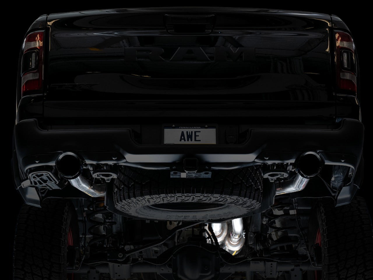 AWE Tuning 21-22 RAM 1500 TRX 0FG Cat-Back Exhaust - Diamond Black Tips 3015-33005