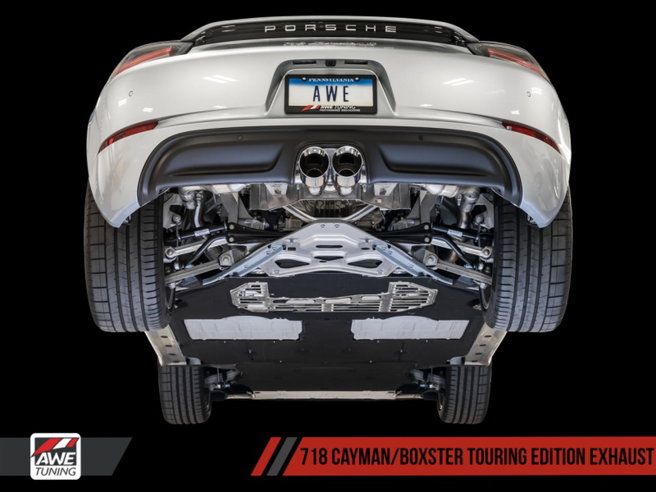 AWE Tuning 17-21 Porsche 718 Boxster / Cayman Touring Edition Exhaust - Diamond Black Tips 3015-33080