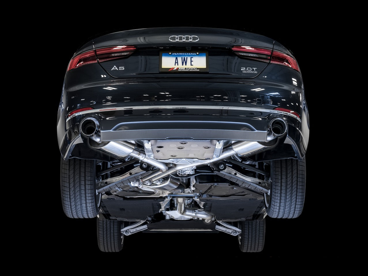 AWE Tuning 18 Audi B9 A5 Touring Edition Exhaust Dual Outlet - Chrome Silver Tips (Includes DP) 3015-32090