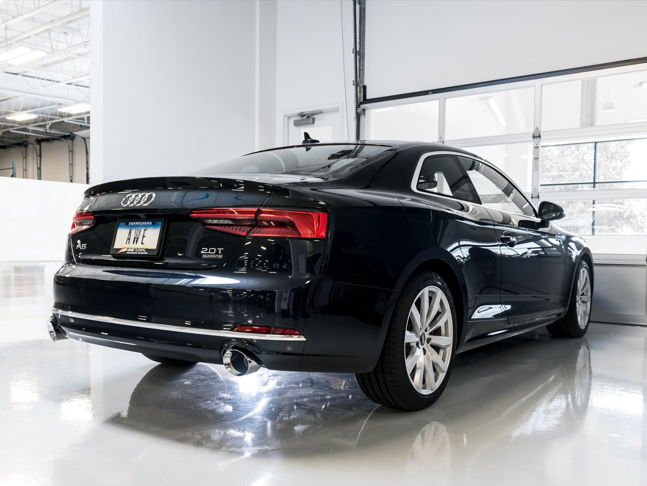 AWE Tuning 18 Audi B9 A5 Touring Edition Exhaust Dual Outlet - Chrome Silver Tips (Includes DP) 3015-32090