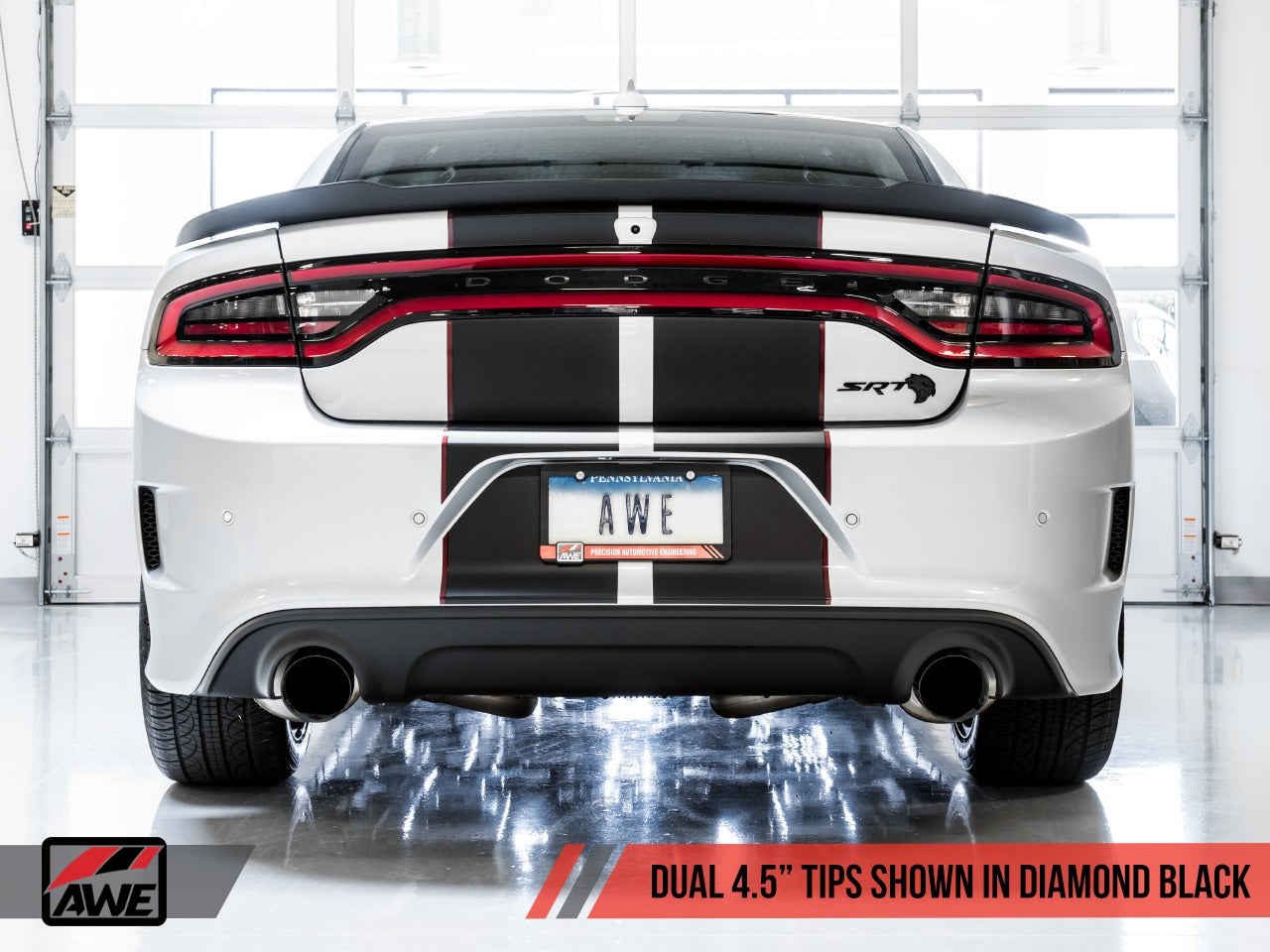 AWE Tuning 15-21 Dodge Charger 6.4L/6.2L SC Resonated Touring Edition Exhaust - Diamond Black Tips 3015-33128