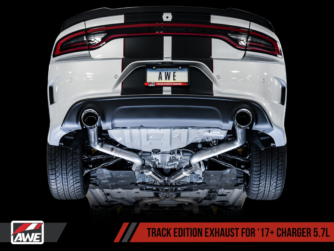 AWE Tuning 17-22 Dodge Charger 5.7L Track Edition Exhaust - Diamond Black Tips 3015-33134