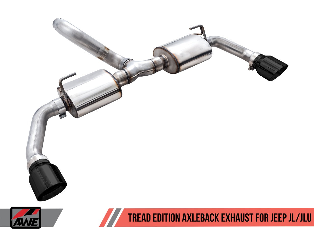 AWE Tuning 18-22 Jeep Wrangler JL/JLU Tread Edition Axle-Back Dual Exhaust - Diamond Black Tips 3015-33001