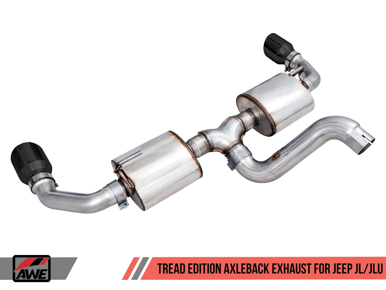 AWE Tuning 18-22 Jeep Wrangler JL/JLU Tread Edition Axle-Back Dual Exhaust - Diamond Black Tips 3015-33001