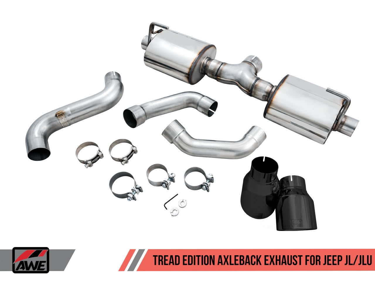 AWE Tuning 18-22 Jeep Wrangler JL/JLU Tread Edition Axle-Back Dual Exhaust - Diamond Black Tips 3015-33001