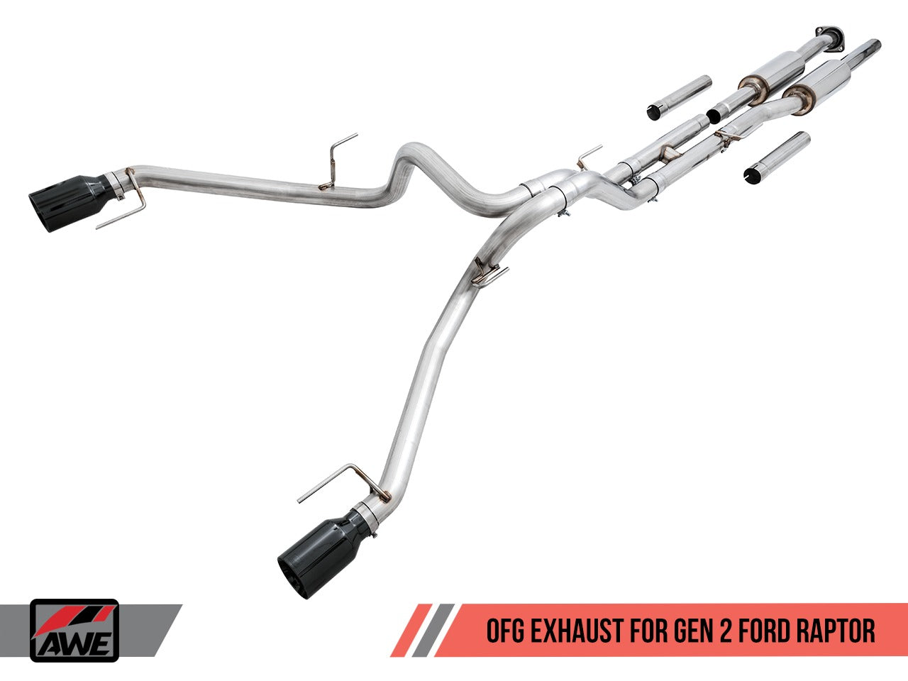 AWE Tuning 17-20 Ford Raptor 0 FG Performance Exhaust System - w/ Diamond Black Tips 3015-33106
