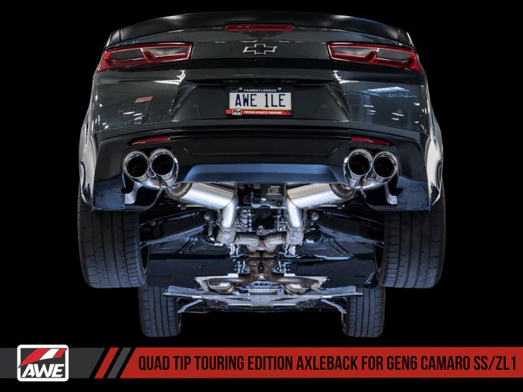 AWE Tuning 16-22 Chevrolet Camaro SS Axle-back Exhaust - Touring Edition (Quad Chrome Silver Tips) 3015-42093