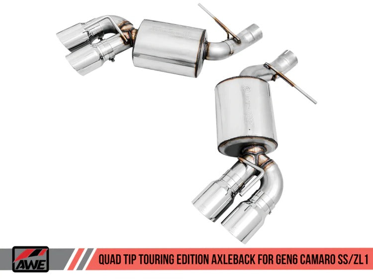 AWE Tuning 16-22 Chevrolet Camaro SS Axle-back Exhaust - Touring Edition (Quad Chrome Silver Tips) 3015-42093