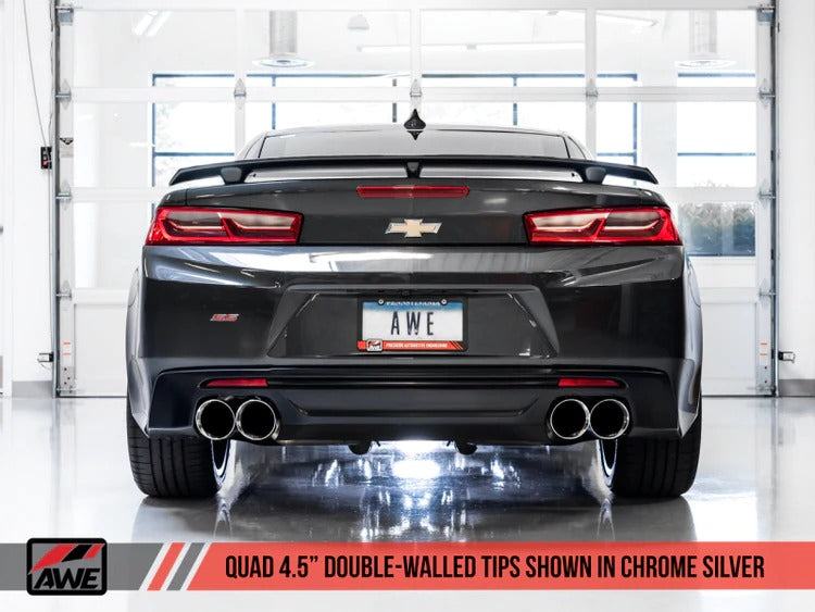 AWE Tuning 16-22 Chevrolet Camaro SS Axle-back Exhaust - Touring Edition (Quad Chrome Silver Tips) 3015-42093