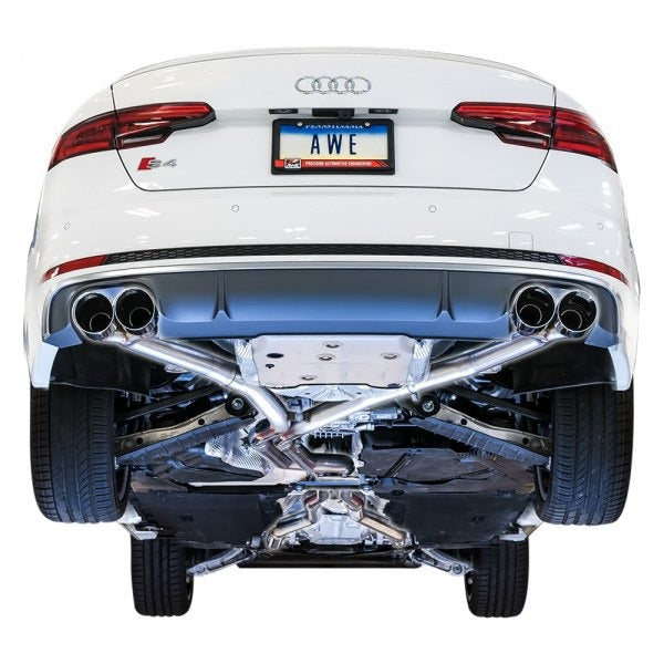 AWE Tuning 18-21 Audi B9 S4 3.0T Track Exhaust (Resonated for Perf. DP) 90mm - Chrome Silver Tips 3015-42108