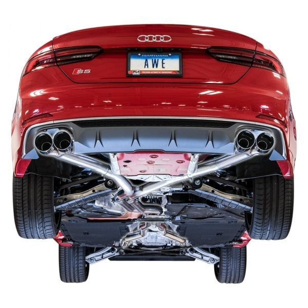 AWE Tuning 18-21 Audi B9 S5 Coupe 3.0T Track Exhaust (Resonated for Perf. DP) 90mm - Chrome Silver Tips 3015-42116
