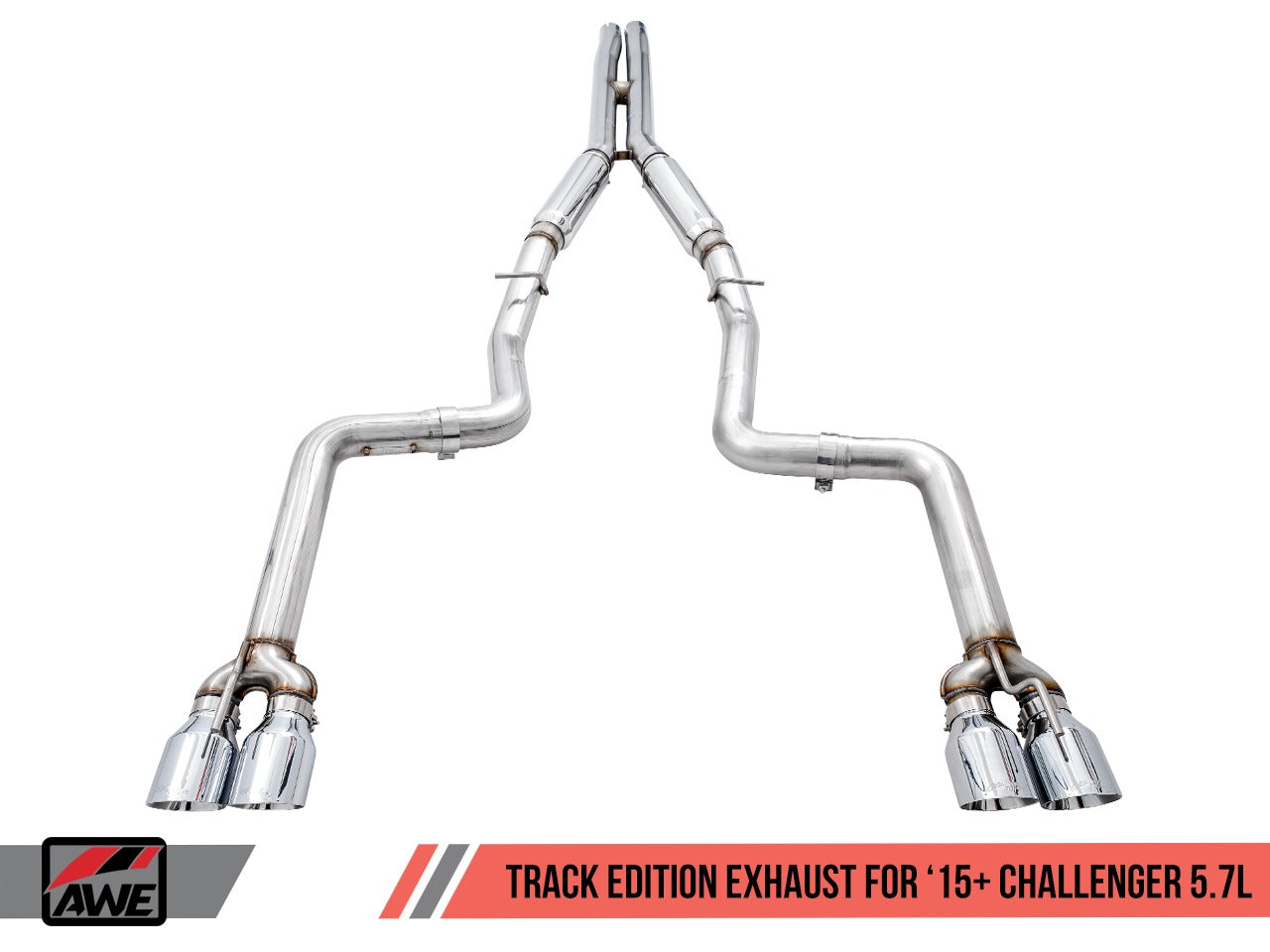 AWE Tuning 17-22 Dodge Challenger 5.7L Track Edition Exhaust - Diamond Black Quad Tips 3015-43152