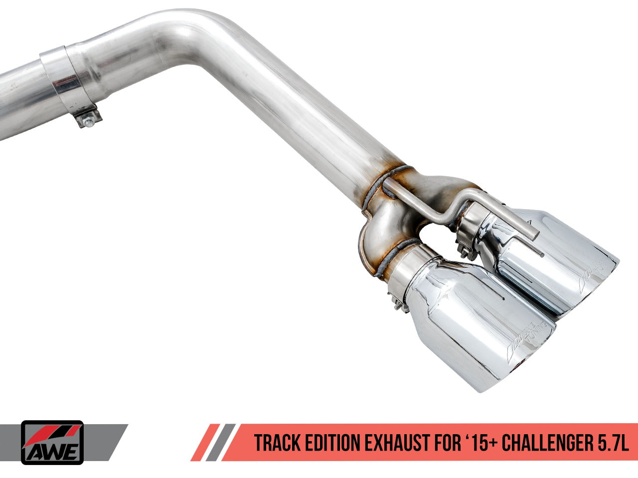 AWE Tuning 17-22 Dodge Challenger 5.7L Track Edition Exhaust - Chrome Silver Quad Tips 3015-42144