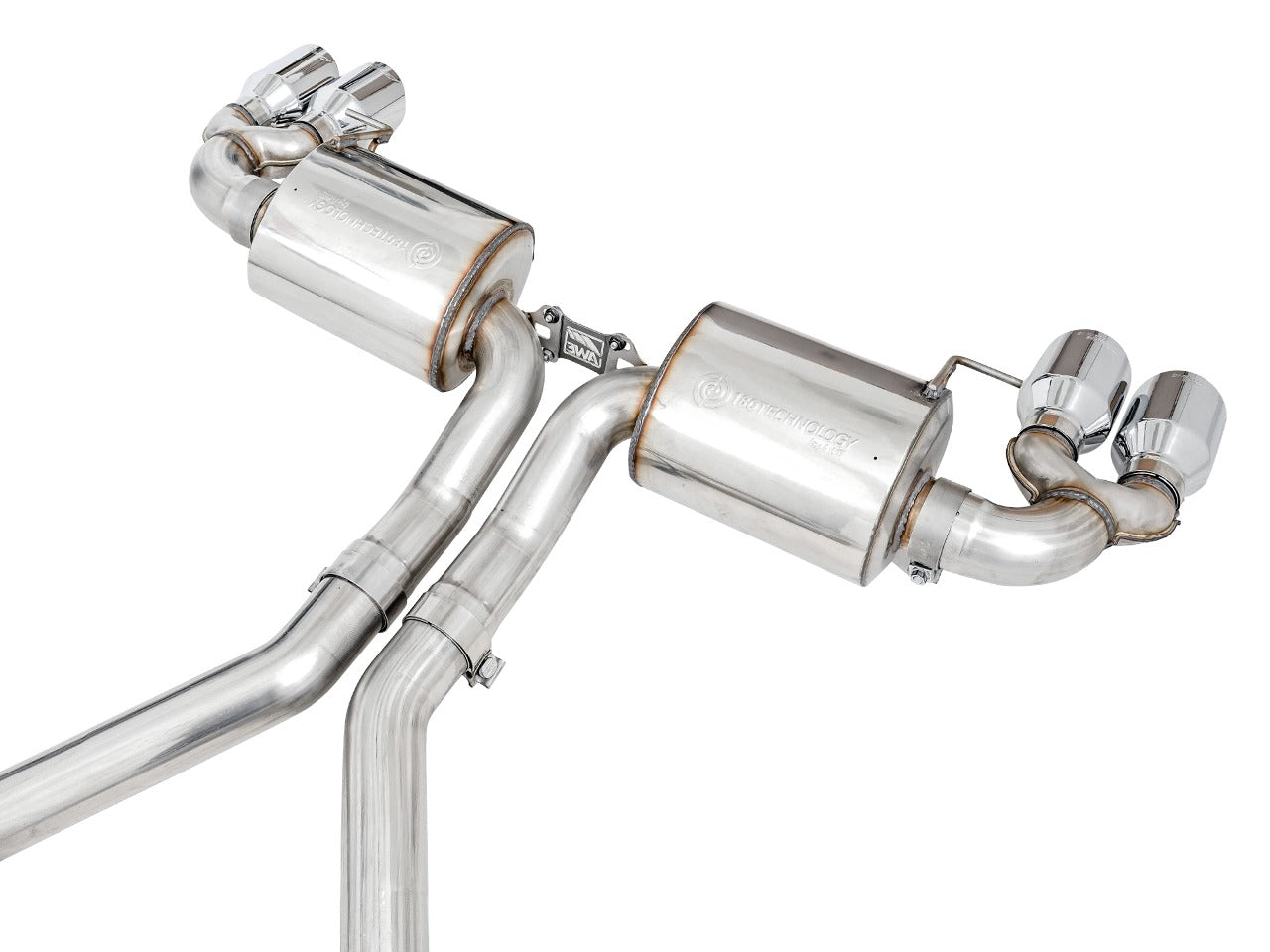 AWE Tuning 19-22 BMW M340i (G20) Non-Resonated Touring Edition Exhaust - Quad Chrome Silver Tips 3015-42148