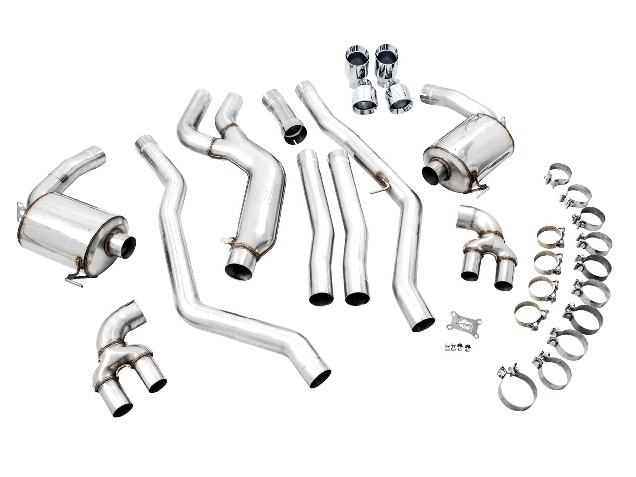 AWE Tuning 19-22 BMW M340i (G20) Non-Resonated Touring Edition Exhaust - Quad Chrome Silver Tips 3015-42148