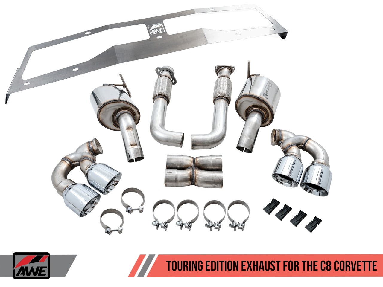 AWE Tuning 20-22 Chevrolet Corvette (C8) Touring Edition Exhaust - Quad Chrome Silver Tips 3015-42151