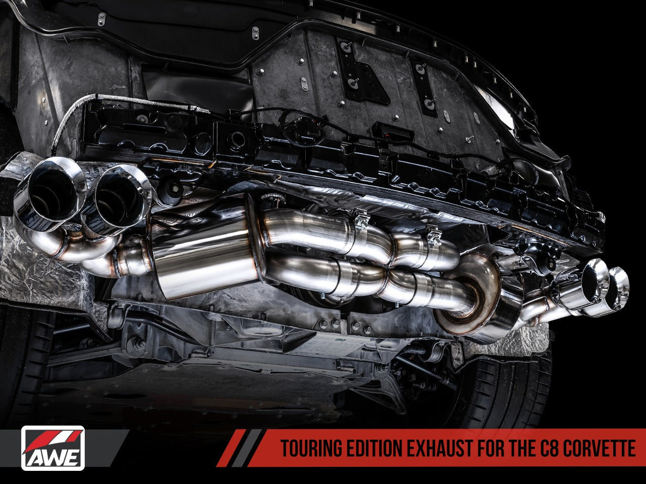 AWE Tuning 20-22 Chevrolet Corvette (C8) Touring Edition Exhaust - Quad Chrome Silver Tips 3015-42151