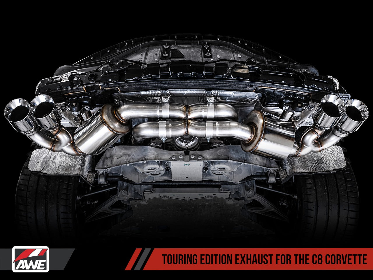 AWE Tuning 20-22 Chevrolet Corvette (C8) Touring Edition Exhaust - Quad Chrome Silver Tips 3015-42151