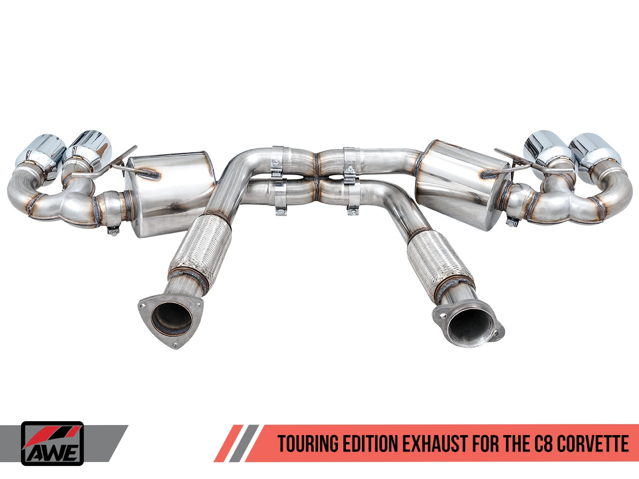 AWE Tuning 20-22 Chevrolet Corvette (C8) Touring Edition Exhaust - Quad Chrome Silver Tips 3015-42151