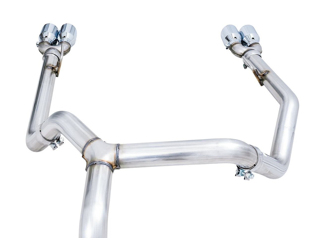 AWE Tuning 19-22 4th Gen GM 1500 5.3L 0FG Catback Split Rear Exit (w/ Bumper Cutouts) - Quad Chrome Tips 3015-42201