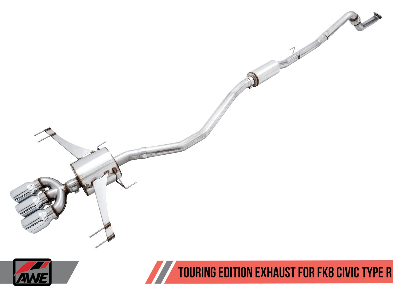 AWE Tuning 17-21 Honda Civic Type R Touring Edition Exhaust w/Front & Mid Pipes - Chrome Silver Tips 3015-42666