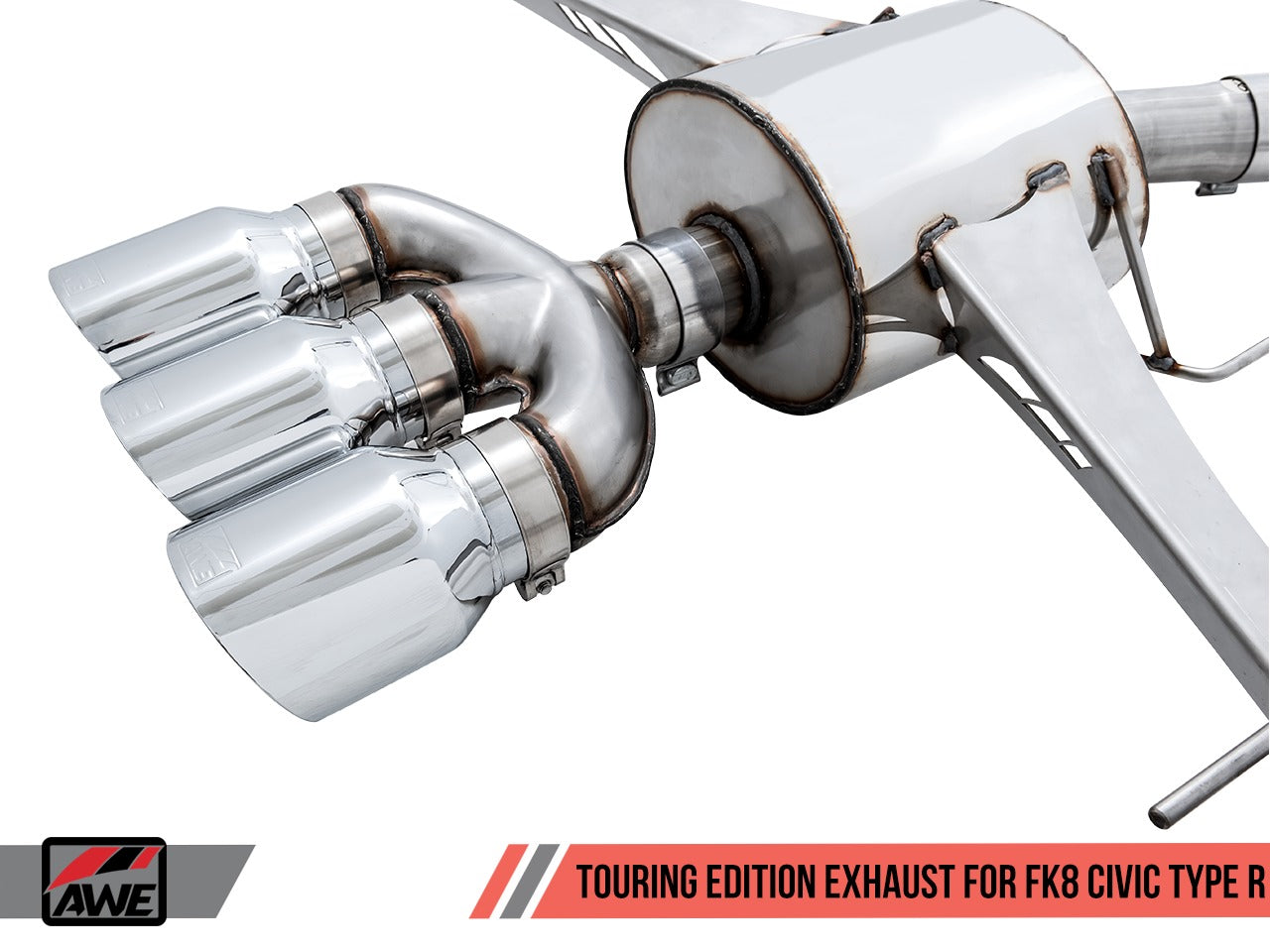 AWE Tuning 17-21 Honda Civic Type R Touring Edition Exhaust w/Front & Mid Pipes - Chrome Silver Tips 3015-42666