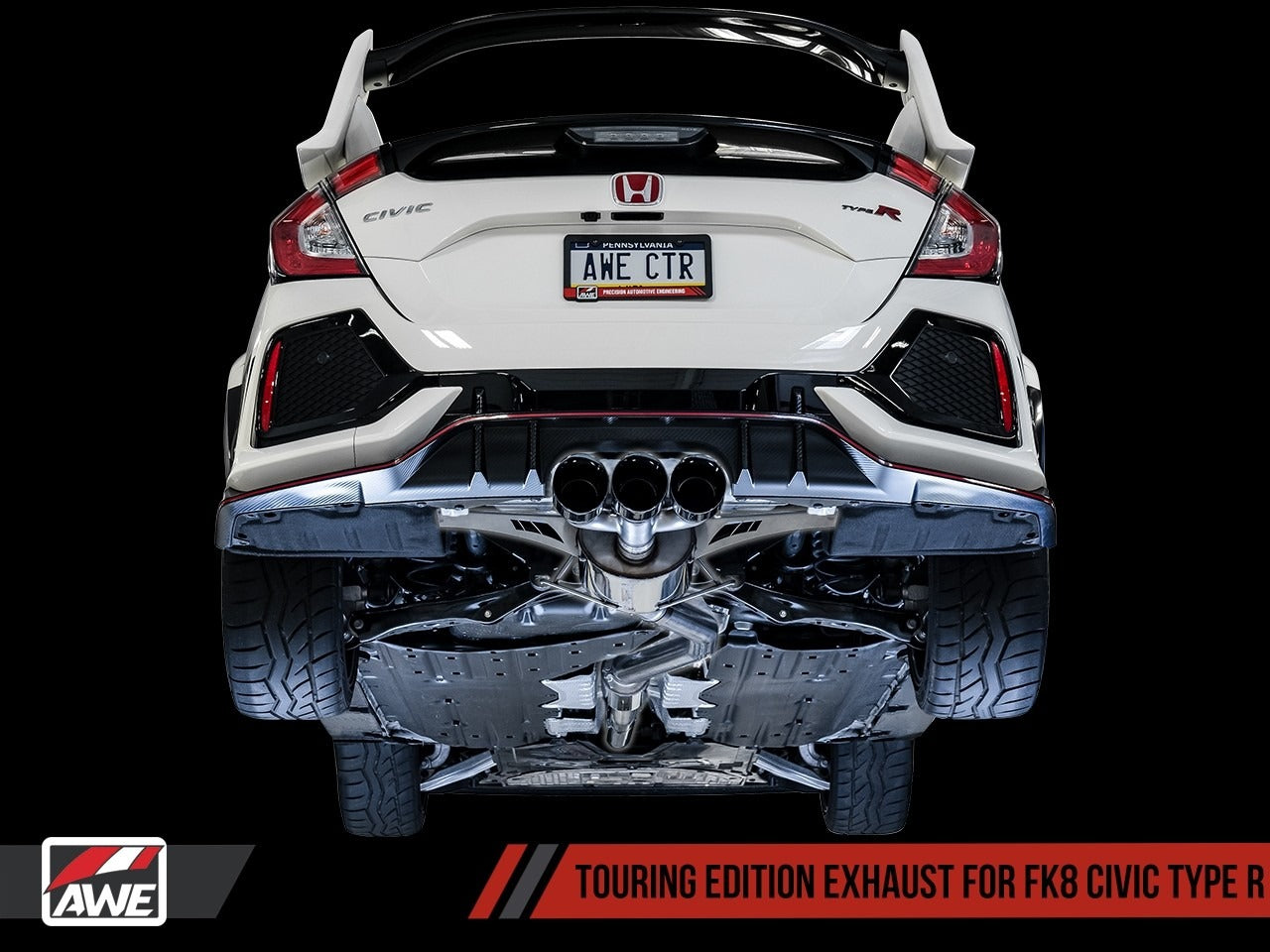 AWE Tuning 17-21 Honda Civic Type R Touring Edition Exhaust w/Front Pipe & Triple Diamond Black Tips 3015-53006