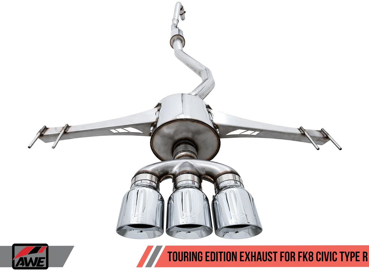 AWE Tuning 17-21 Honda Civic Type R Touring Edition Exhaust w/Front Pipe & Triple Diamond Black Tips 3015-53006