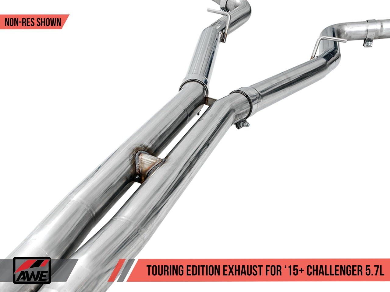 AWE Tuning 17-22 Dodge Challenger 5.7L Touring Edition Exhaust - Non-Resonated - Stock Tips 3020-11030