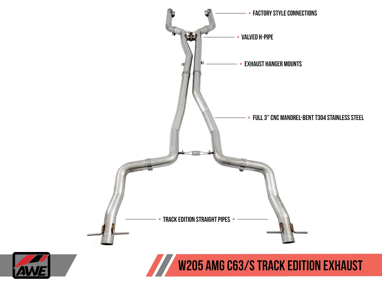 AWE Tuning 17-18 Mercedes-Benz W205 AMG C63/S Coupe Track Edition Exhaust System (no tips) 3020-31020