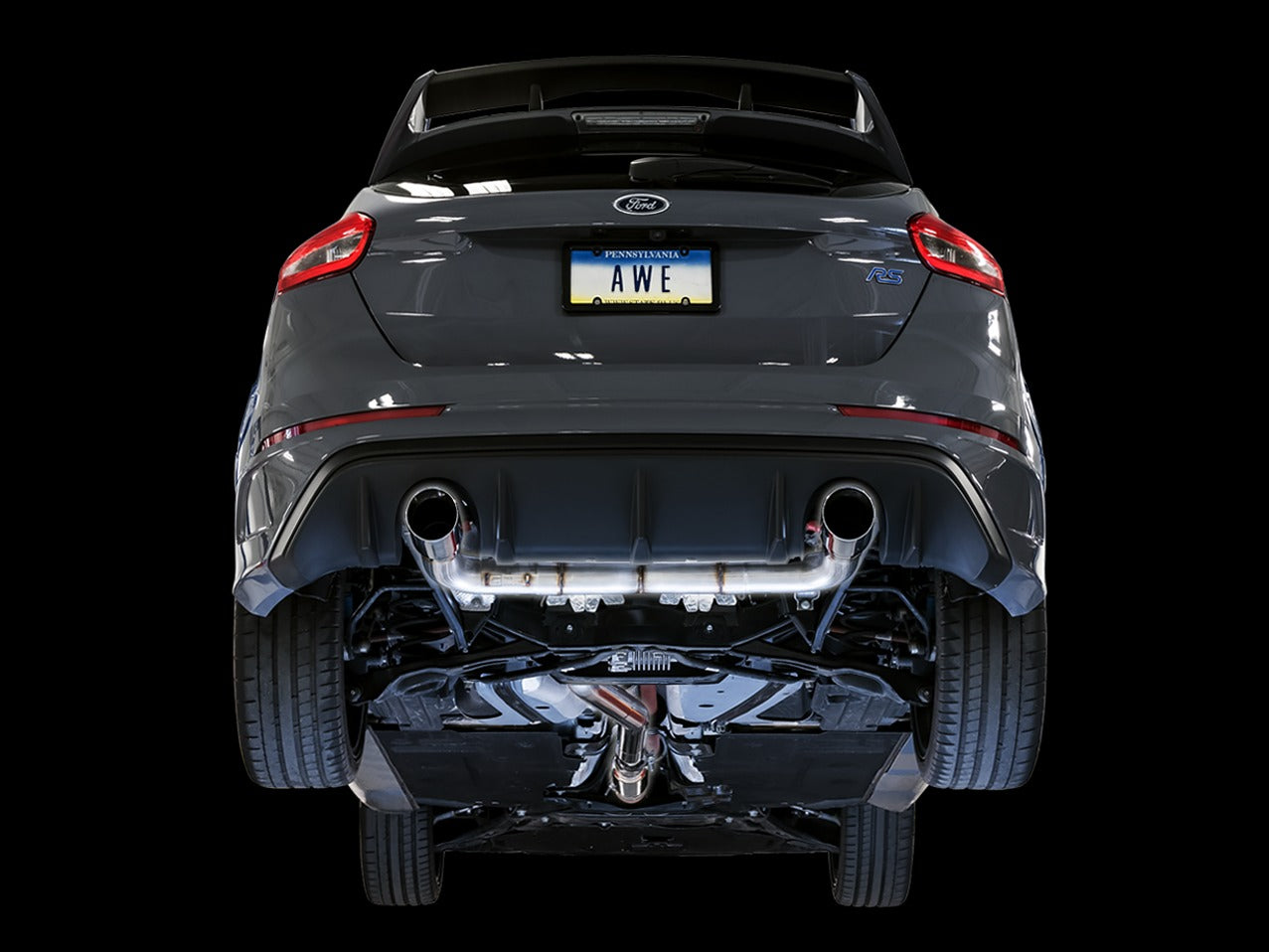 AWE Tuning 16-18 Ford Focus RS Track Edition Cat-back Exhaust - Chrome Silver Tips 3020-32030