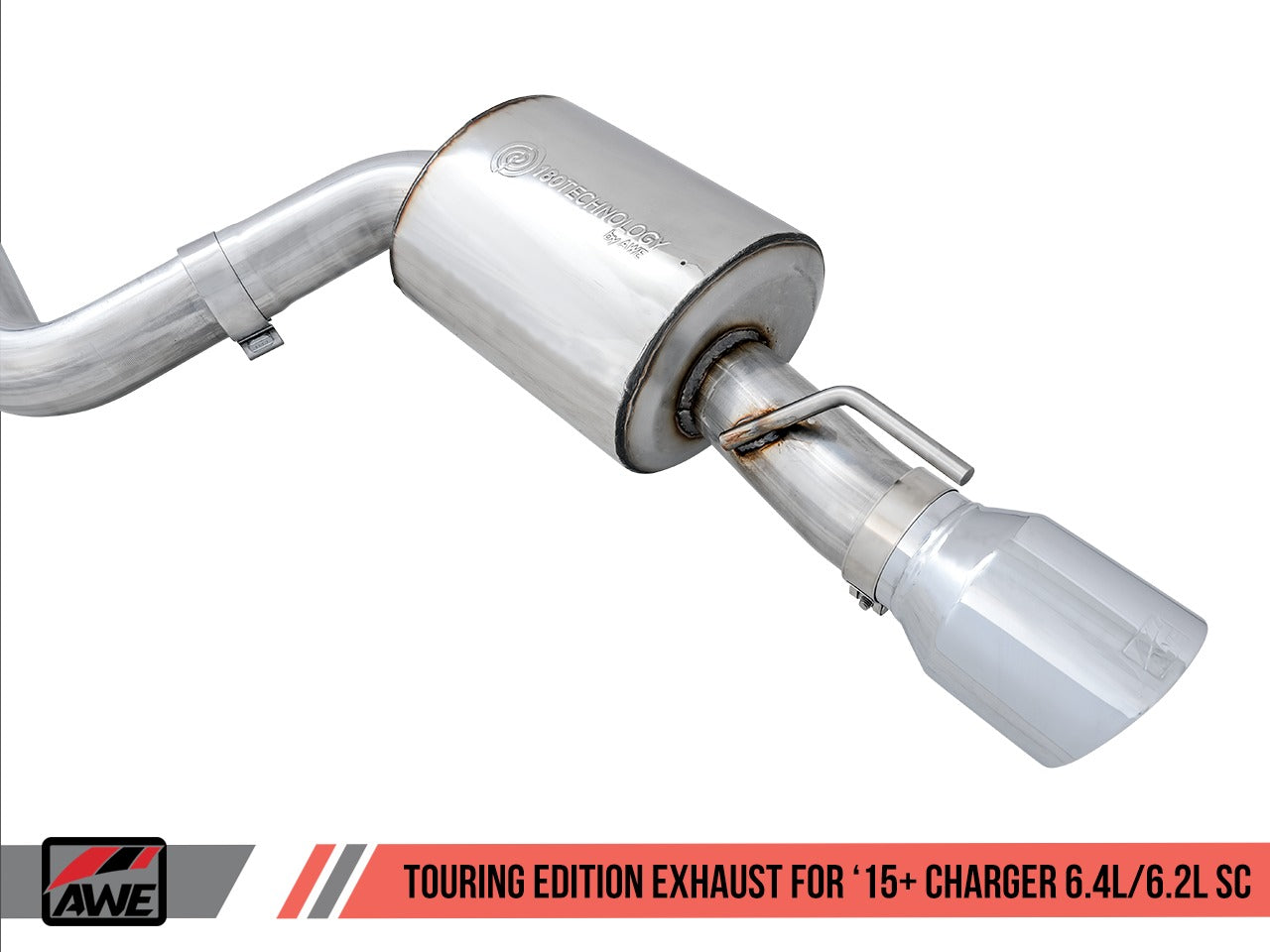 AWE Tuning 15-21 Dodge Charger 6.4L/6.2L SC Resonated Touring Edition Exhaust - Diamond Black Tips 3015-33128