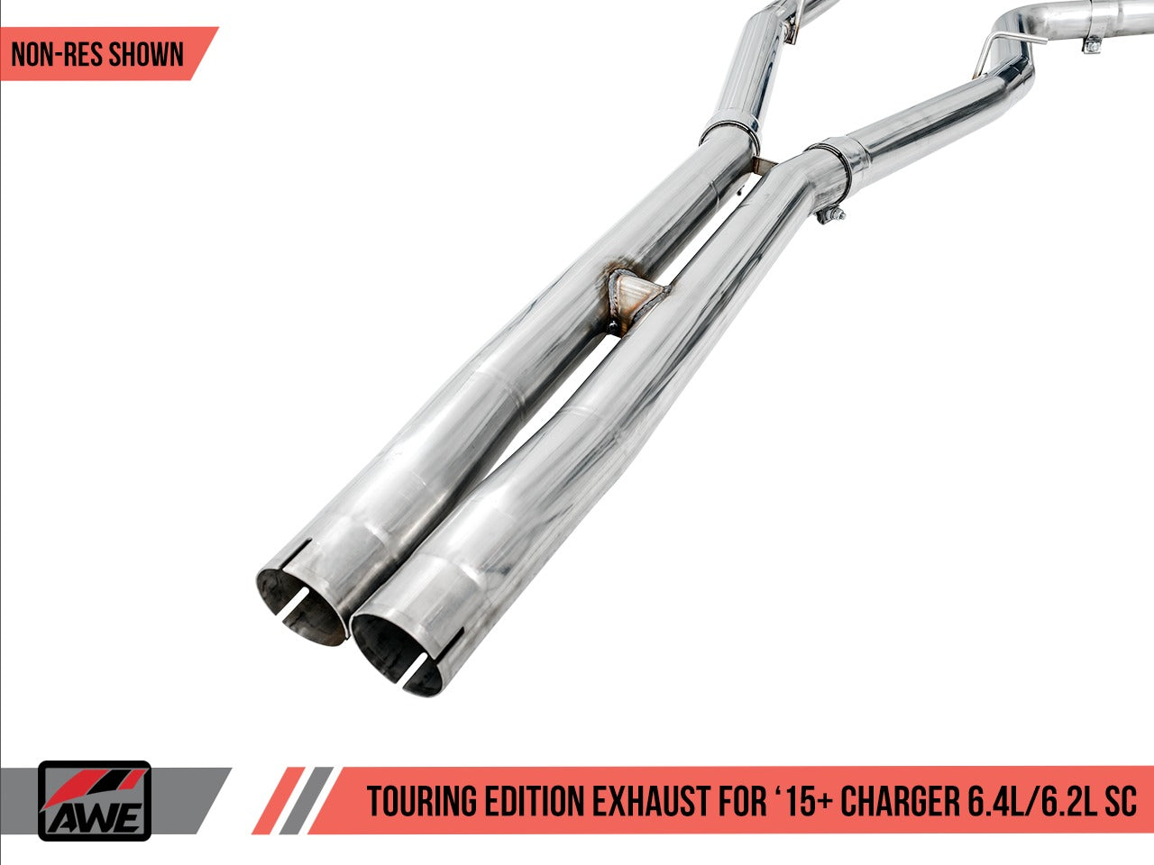 AWE Tuning 15-21 Dodge Charger 6.4L/6.2L SC Resonated Touring Edition Exhaust - Diamond Black Tips 3015-33128