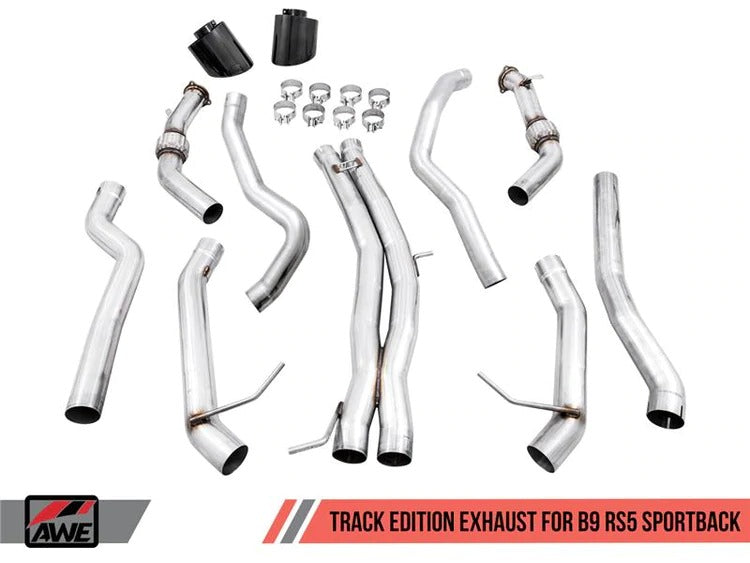 AWE Tuning 19 Audi B9 RS5 Sportback Track Edition Exhaust- Non Resonated - Diamond Black RS-Style Tips 3020-33060